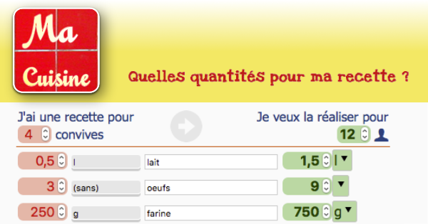 MyKitchen is a recipe scaling tool